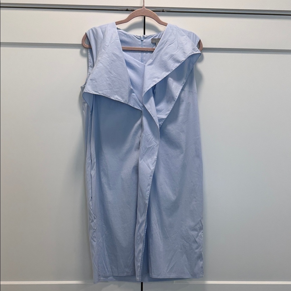 COS Light Blue Sleeveless Dress drapey cotton size 10 - Picture 2 of 8